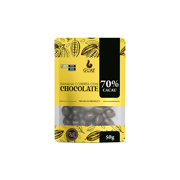 Drageado de banana com chocolate 70% cacau 50g