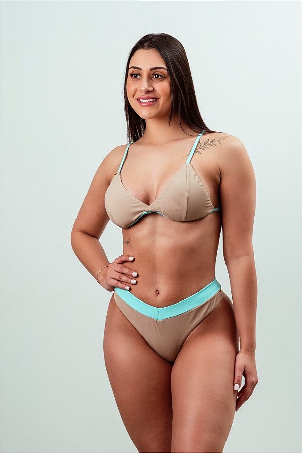 Biquini triângulo top Grace tanga Jade nude/tiffany