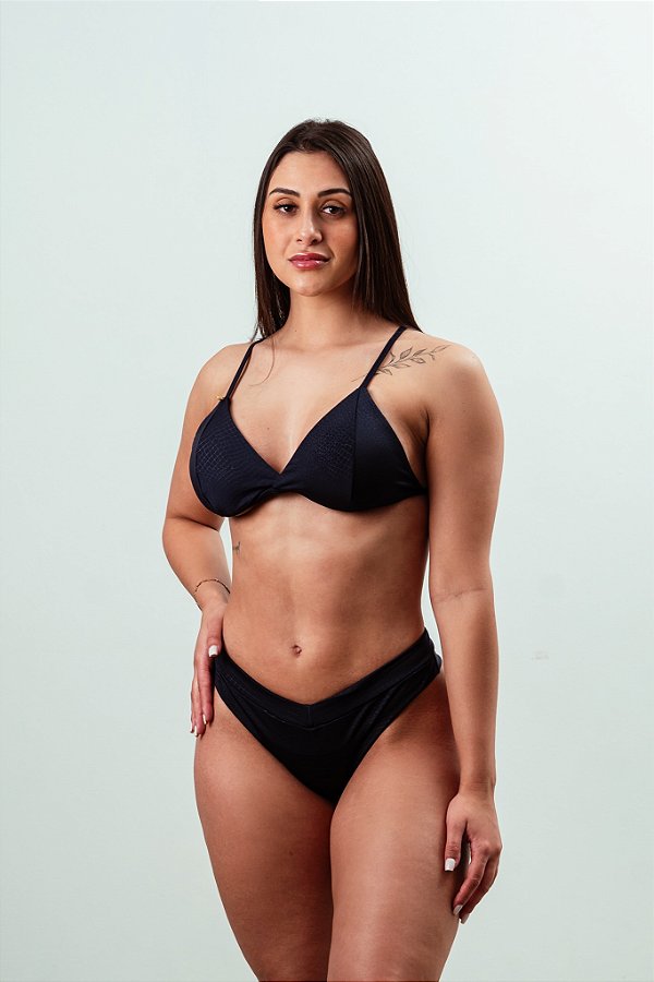 Biquini triângulo top Grace tanga Jade azul marinho