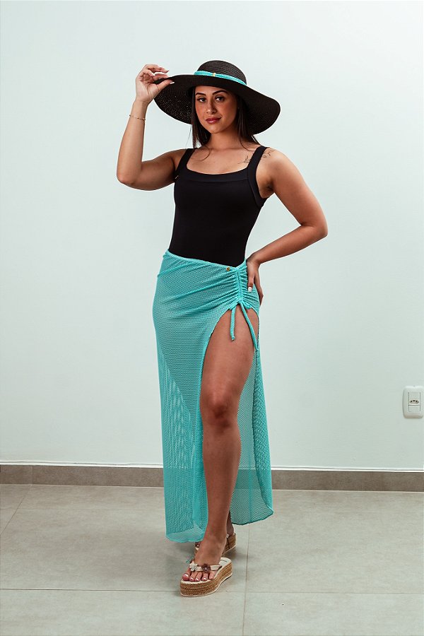 Saia Tamara renda verde tiffany