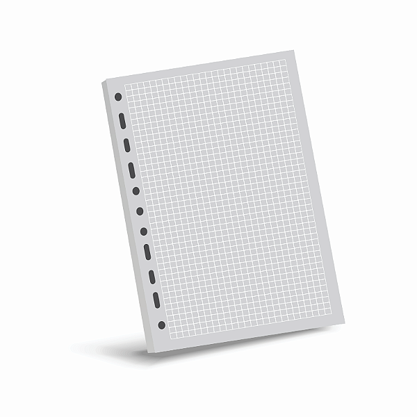 Refil para Caderno Colegial Argolado Quadriculado Cinza