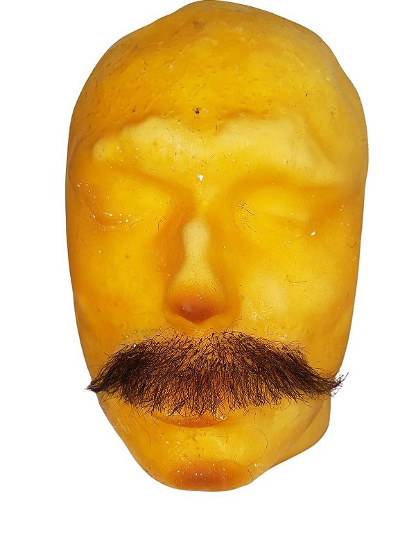 Bigode falso postiço castanho com laterais + cola de brinde