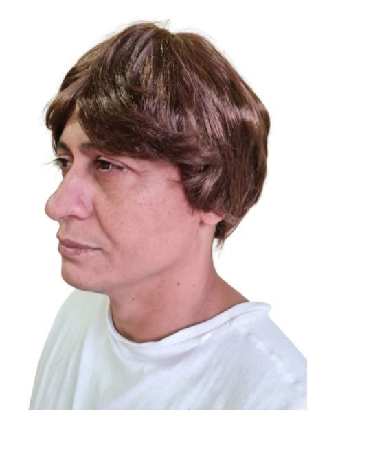 Peruca Sintética Castanho Curta feminina/ masculina