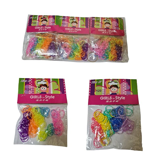 1200 Elásticos de Cabelo Silicone Xuxinha Colorida infantil