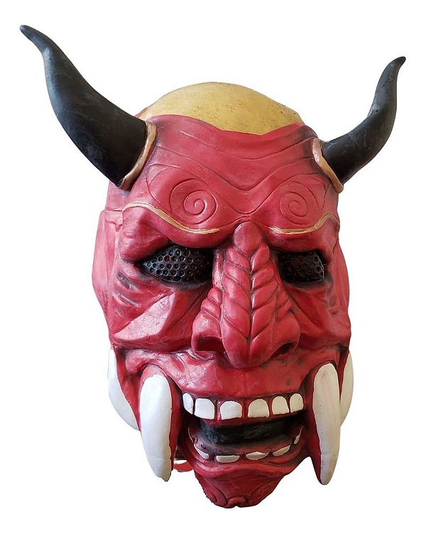 Máscara De Latéx Assassino Japonês Samurai Vermelho Fantasia