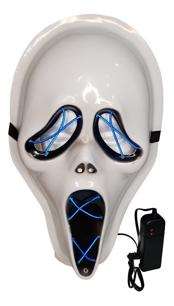 Máscara Pânico Led Neon Brilha No Escuro Halloween Cosplay