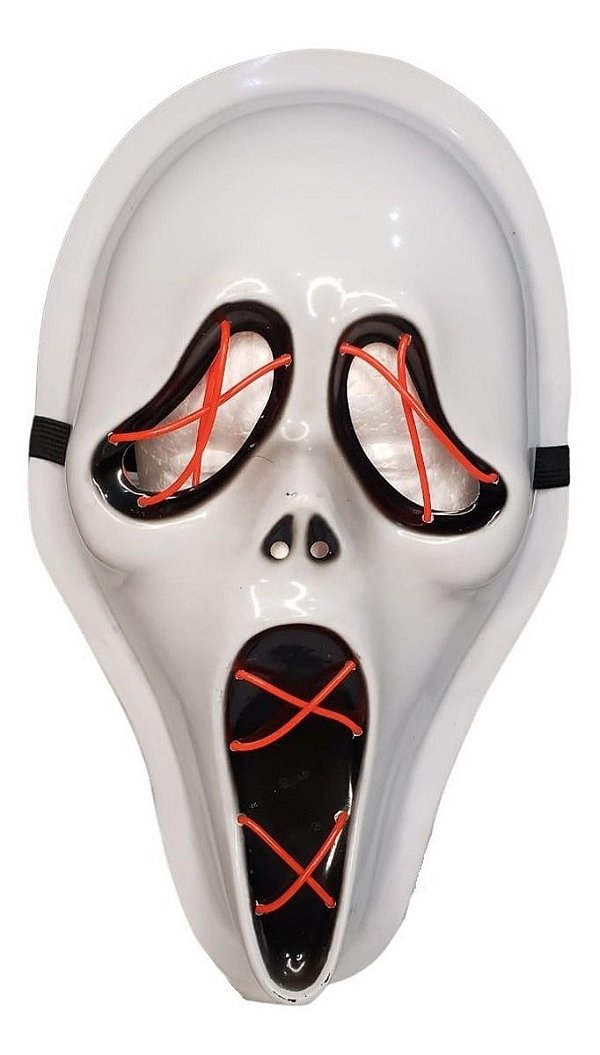 Pânico Máscara Led Neon Brilha No Escuro Halloween Cosplay