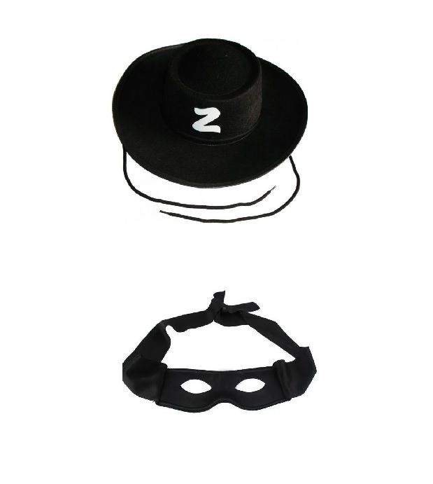 kit Chapéu e Máscara do Zorro Fantasia Festa Cosplay