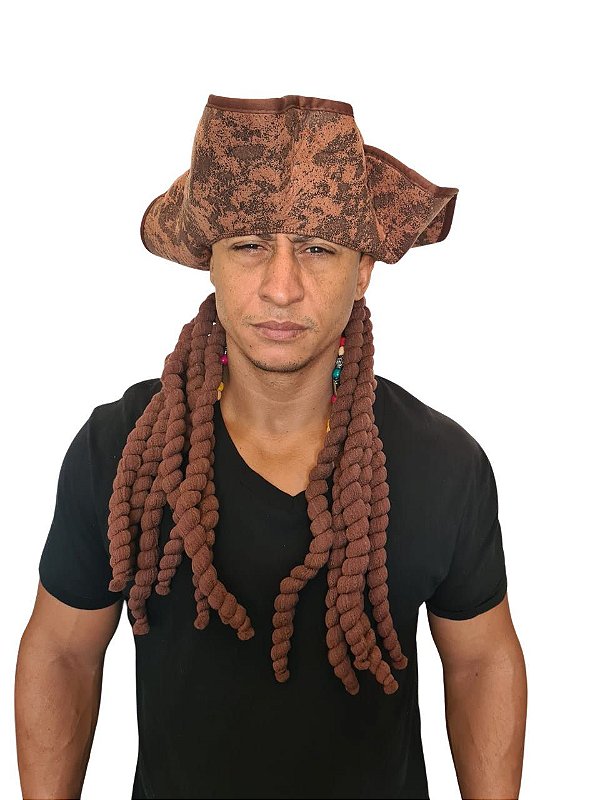 Chapéu Pirata com cabelo Fantasia Cosplay