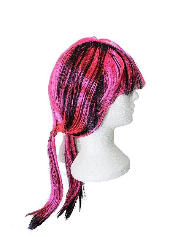 Peruca Monstrinha Pink c/ Preto 55 cm cosplay