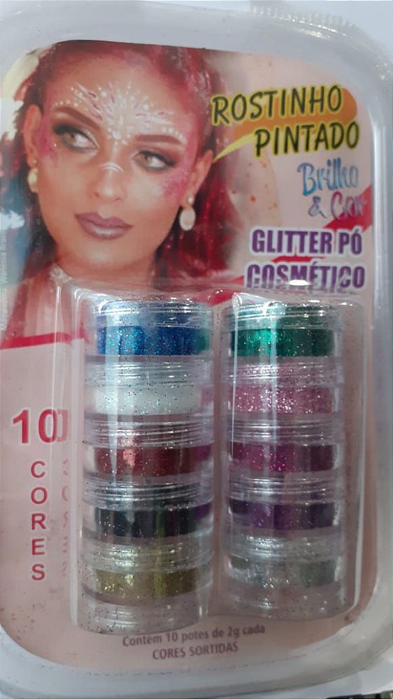 Glitter em pó 10 cores rosto e corpo rostinho pintado