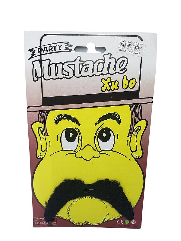 Bigode falso preto em pelúcia 2156 Mustache