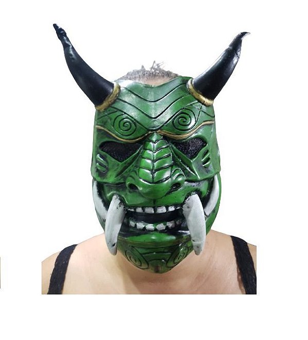 Máscara de Latéx Assassino Japonês Samurai Verde Cosplay