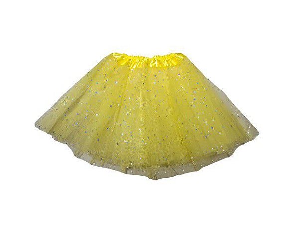 Saia tutu de tule com Estrelinha Infantil 30cm- 3 camadas