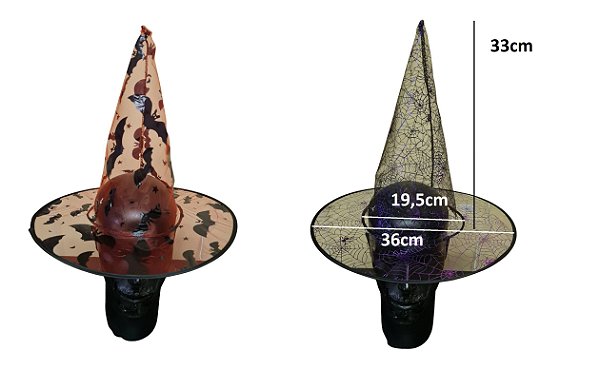 Chapéu de Bruxa transparente kit com 3 unidades