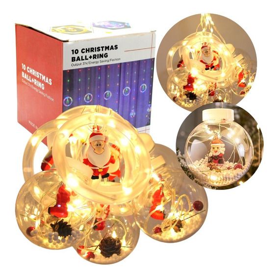 Cascata Cortina de LED Natal 10 bolas decoração Bivolt