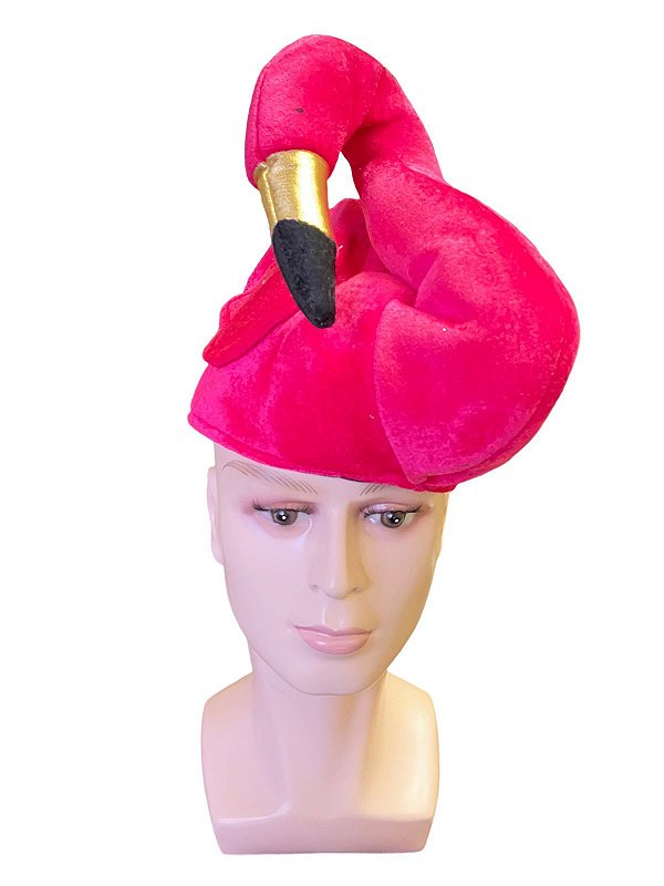 Kit 3un Fantasia chapéu Flamingo de Pelucia carnaval