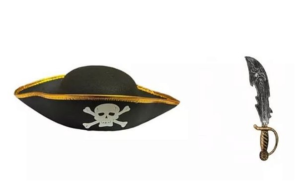 Acessório de Fantasia Chapéu de Pirata + Espada Infantil