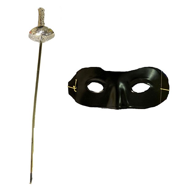 Kit Fantasia Infantil Zorro c/ Espada e Máscara Plástico