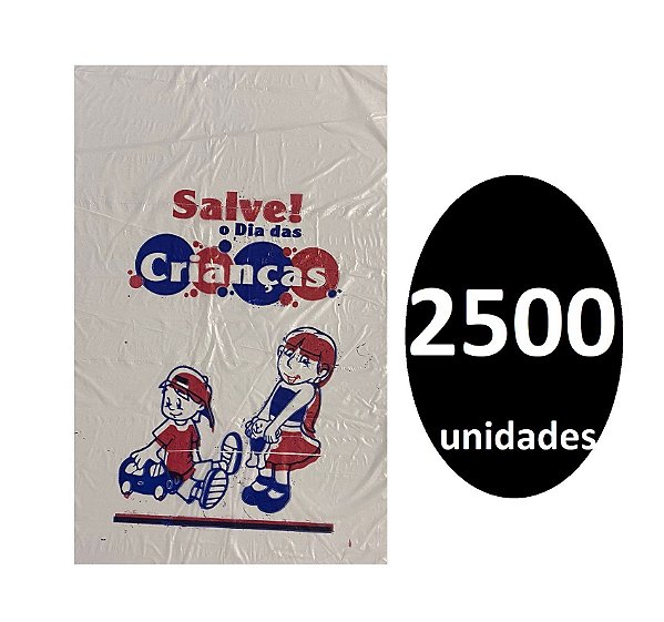 Kit 2500 Sacos de Plástico p/ Salve o Dia das Crianças 16x24