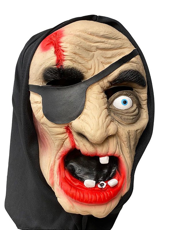 Fantasia Máscara Pirata Idoso Assustador c/ tapa olho Terror