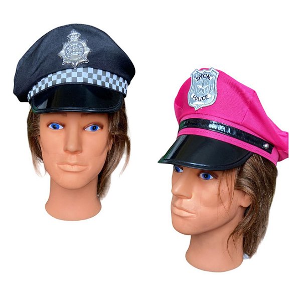 Fantasia de Casal Policial Chapéu Quepe Carnaval -Kit 2 un