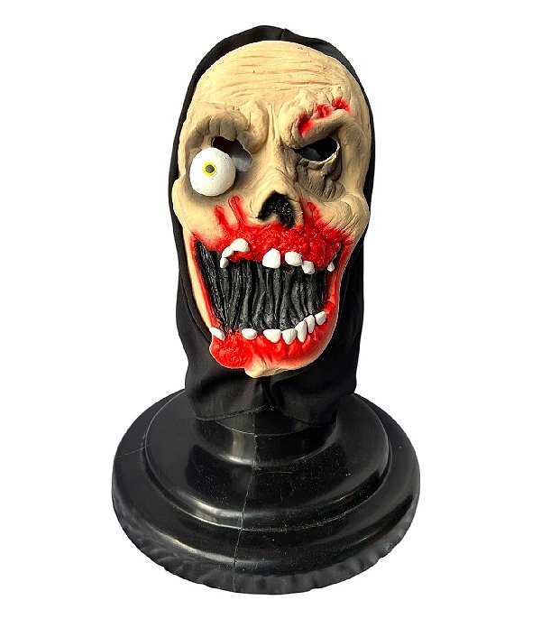 Máscara Caveira Podre de látex com Capuz Festa Fantasia