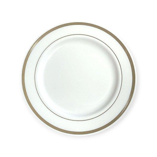 Kit 50 Pratos de Plástico Luxo Prata Sobremesa 18cm festa