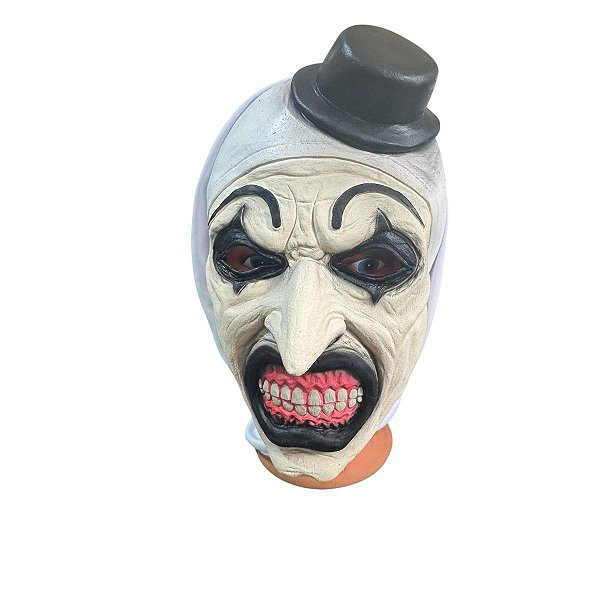 Fantasia Mascara Sombria de palhaço com mini chapeu terror
