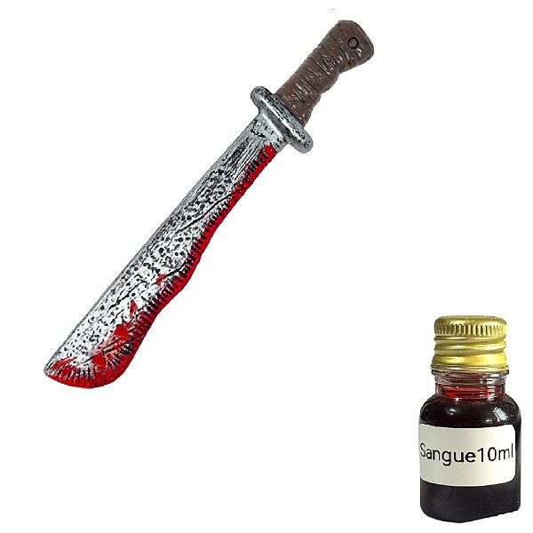 Fantasia Facão plástico c/ mancha de sangue 43cm + sangue
