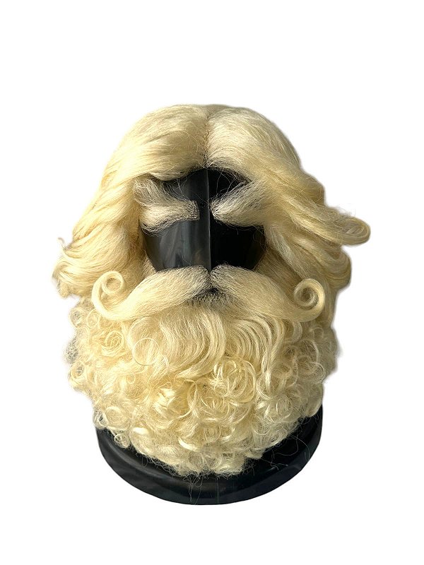 Fantasia Papai Noel loiro c/ Barba Bigode Peruca sobrancelha