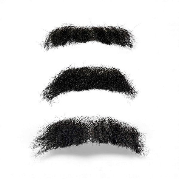 Kit Fantasia 3 Bigodes Falso pretos + cola 10ml + removedor