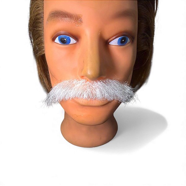 Fantasia Bigode Branco sintético Realista + cola + removedor
