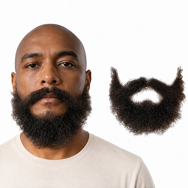 Barba e Bigode Profissional Realista Cabelo Natural Castanho