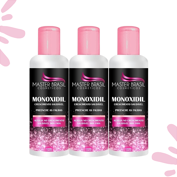 Serum Monoxidil Feminino Crescimento Antiqueda  Cabelo e Sobrancelha 3 Un. 360ml