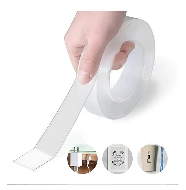 Fita Nano Mágica Tapete Dupla Face Lavável 30 mm X 03 Metros