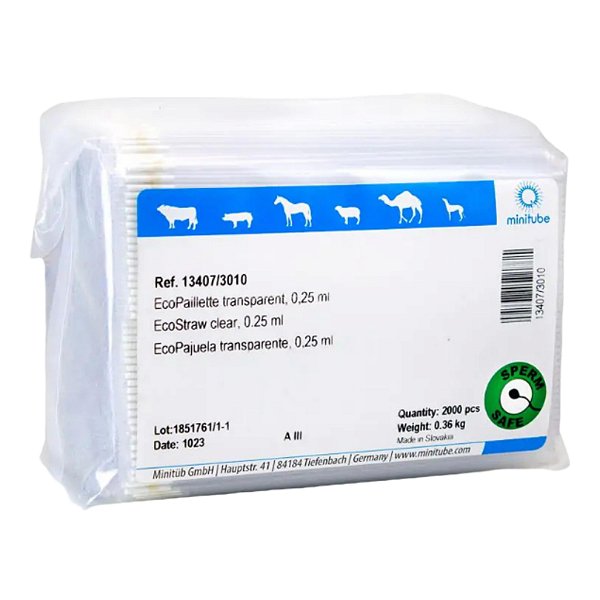 EcoStraws Palhetas Transparentes 0,25 ml 2000 Unidades - Minitube