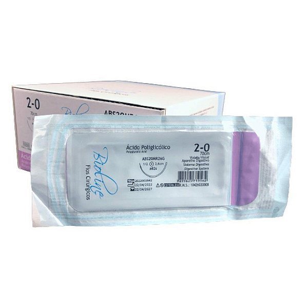 ABS - Fio Ácido Poliglicólico Nº 2-0 70 cm 1/2 R 2,6 cm Unitário - Bioline