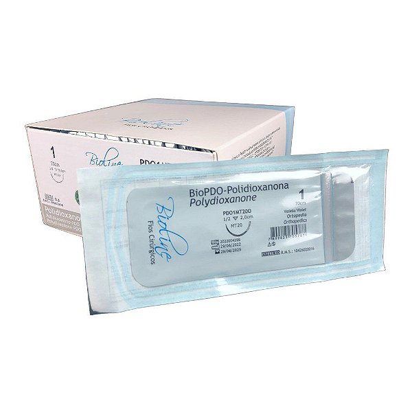 PDO - Fio Polidioxanona Nº 1 70 cm 1/2 T 2,0 cm Unitário - Bioline