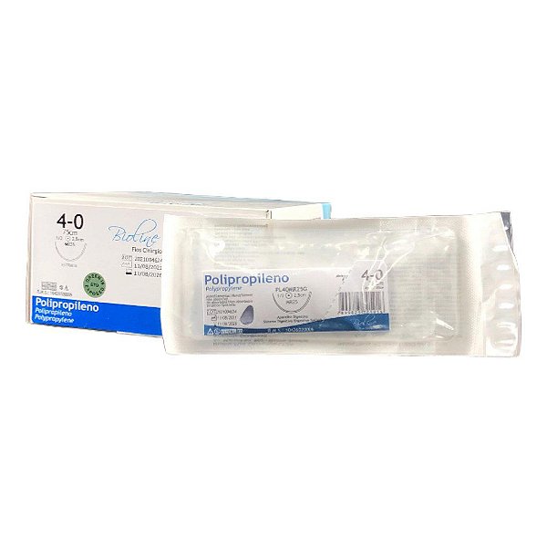 PL - Fio Polipropileno Nº 4-0 75 cm 1/2 R 2,5 cm Unitário - Bioline