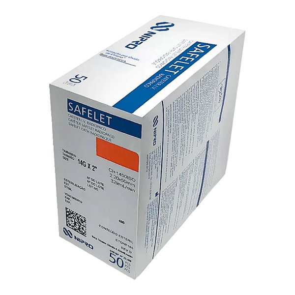 Cateter Intravenoso Safelet 14G x 2" Caixa Com 50 Unidades - Nipro
