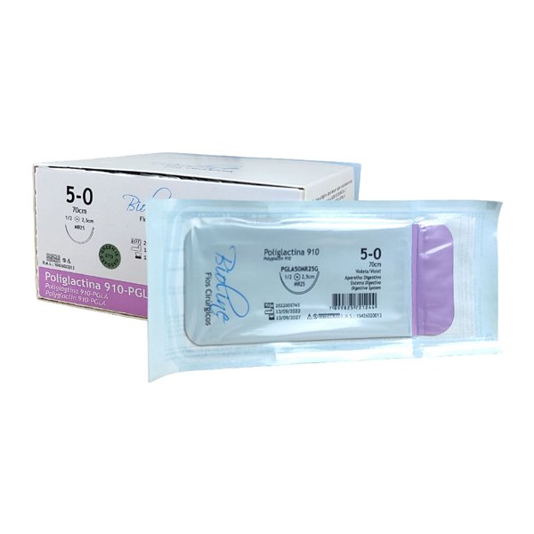 Pgla Fio Poliglactina-910 N 5-0 70 Cm 1/2 R 2,5 Cm Caixa Com 36 Unidades - Bioline