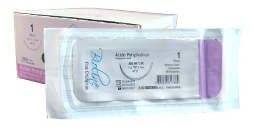 Abs Fio Ácido Poliglicólico Nº 1 70cm 1/2 T 3,7cm Caixa Com 36 Unidades - Bioline