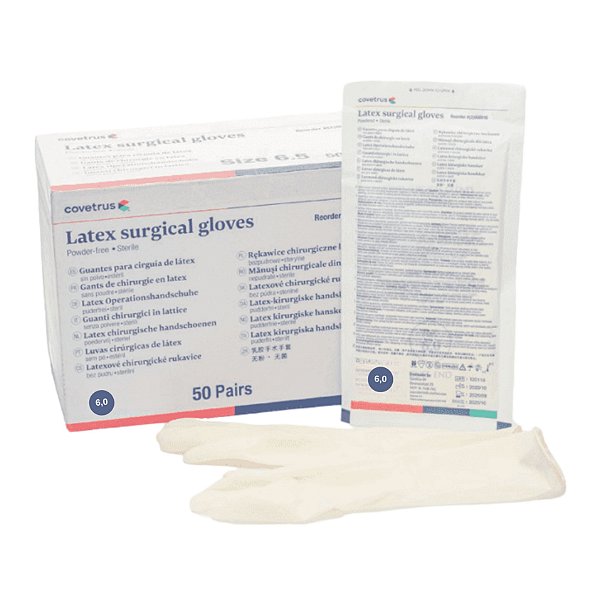 Luva Cirúrgica De Látex Estéril 6,0 Com Pouco Pó Caixa Com 50 Pares - Covetrus