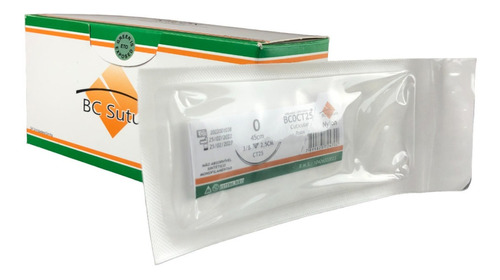 Fio de Sutura Nylon Nº 0 45 cm 3/8 T 2,5 cm 24 Und - BC Suture