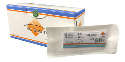 Fio Seda Nº 3-0 45 Cm 1/2 T 1,7 Cm 24 Und - Bc Suture