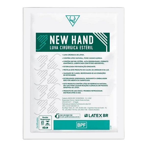 Luva Estéril Texturizada New Hand 8,0 25 Pares - Latex BR