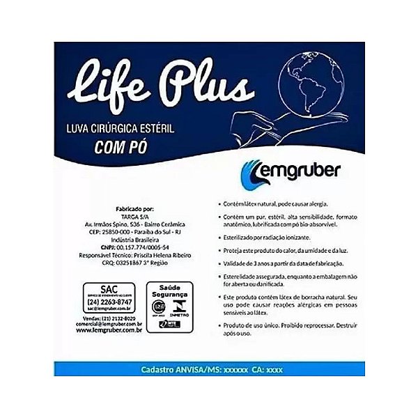 Luva Estéril Com Pó Life Plus 8,5 50 Pares - Lemgruber