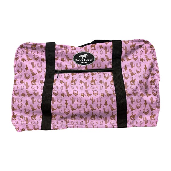 Bolsa Para Sela Em Nylon Estampa Country Rosa - Boots Horse