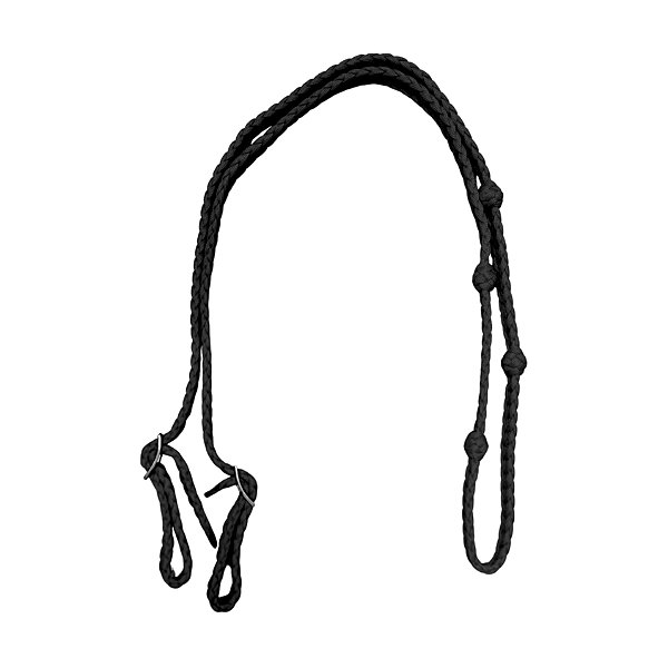 Rédea Para Tambor Com Peia 8 Tentos Trança Chata Preto - Boots Horse